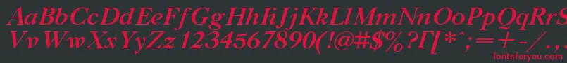 TitleBoldItalic-Schriftart – Rote Schriften auf schwarzem Hintergrund