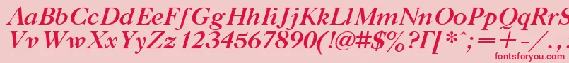 Fonte TitleBoldItalic – fontes vermelhas em um fundo rosa