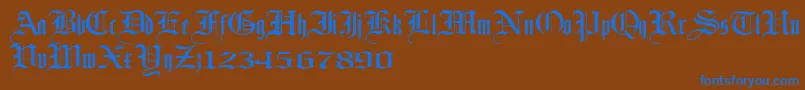 フォントLaandbrau – 茶色の背景に青い文字