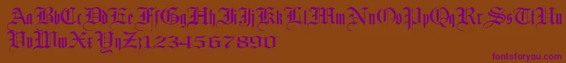 Laandbrau-Schriftart – Violette Schriften auf braunem Hintergrund