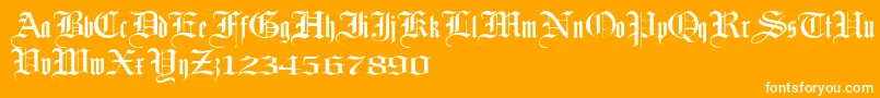 Laandbrau-Schriftart – Weiße Schriften auf orangefarbenem Hintergrund