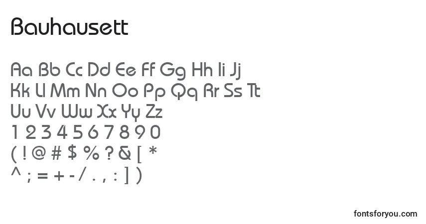 A fonte Bauhausett – alfabeto, números, caracteres especiais
