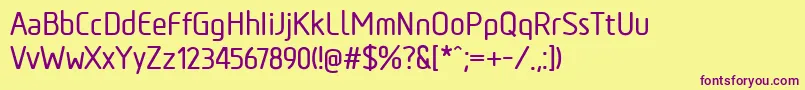 TadaoMedium-fontti – violetit fontit keltaisella taustalla
