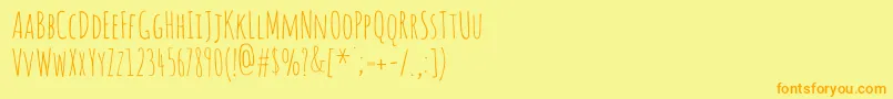 Amaticsc-Schriftart – Orangefarbene Schriften auf gelbem Hintergrund