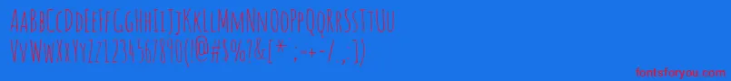フォントAmaticsc – 赤い文字の青い背景