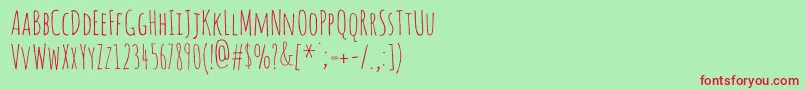 Amaticsc-Schriftart – Rote Schriften auf grünem Hintergrund
