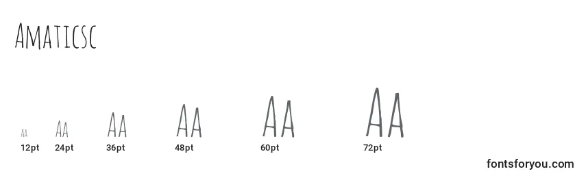 Размеры шрифта Amaticsc