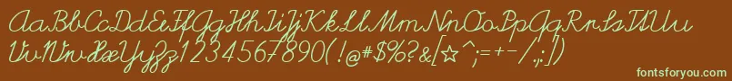 HelveticaVerbundene Font – Green Fonts on Brown Background