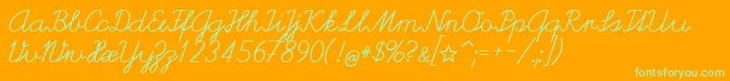 HelveticaVerbundene Font – Green Fonts on Orange Background