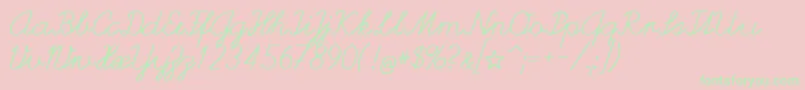 HelveticaVerbundene-Schriftart – Grüne Schriften auf rosa Hintergrund