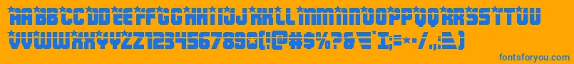 Armyrangerslaser-Schriftart – Blaue Schriften auf orangefarbenem Hintergrund