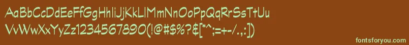 フォントGraphitestdNarrow – 緑色の文字が茶色の背景にあります。