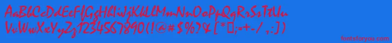 MysticaldbNormal Font – Red Fonts on Blue Background