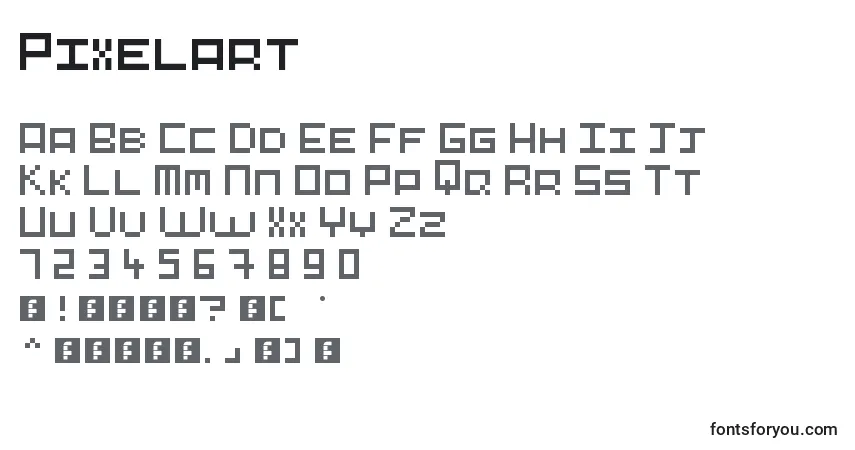 Czcionka Pixelart – alfabet, cyfry, specjalne znaki