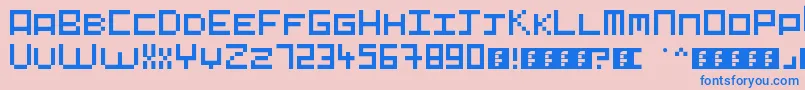 Pixelart Font – Blue Fonts on Pink Background