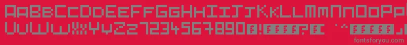 Fonte Pixelart – fontes cinzas em um fundo vermelho