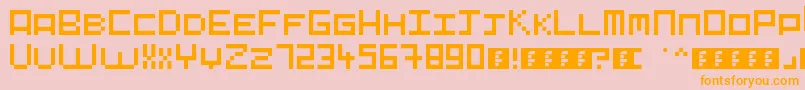 Pixelart-Schriftart – Orangefarbene Schriften auf rosa Hintergrund