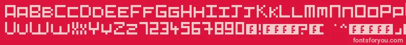 Pixelart-Schriftart – Rosa Schriften auf rotem Hintergrund