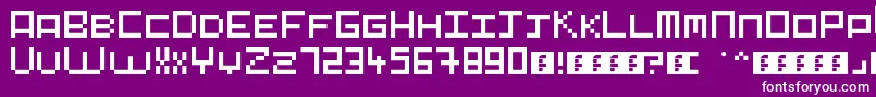 Czcionka Pixelart – białe czcionki na fioletowym tle