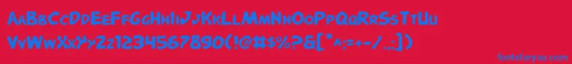 PandemoniousPuffery Font – Blue Fonts on Red Background