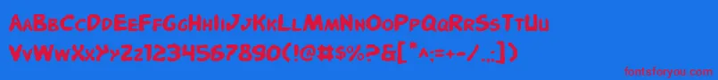 PandemoniousPuffery Font – Red Fonts on Blue Background