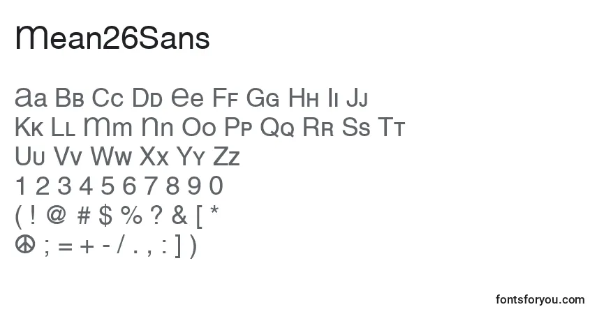 Шрифт Mean26Sans – алфавит, цифры, специальные символы