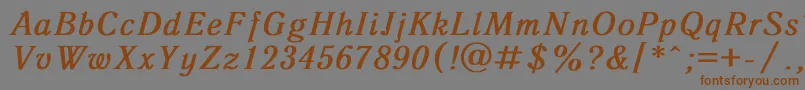 フォントAntiquaBoldItalic – 茶色の文字が灰色の背景にあります。