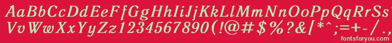 Czcionka AntiquaBoldItalic – zielone czcionki na czerwonym tle