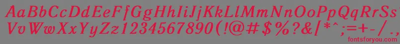 Czcionka AntiquaBoldItalic – czerwone czcionki na szarym tle