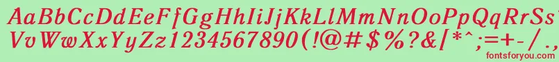 AntiquaBoldItalic Font – Red Fonts on Green Background