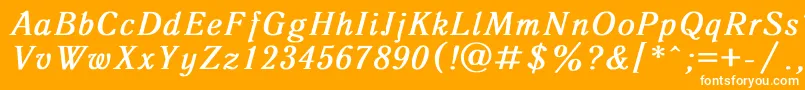 Czcionka AntiquaBoldItalic – białe czcionki na pomarańczowym tle