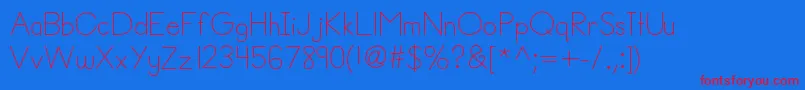 Helloannie-Schriftart – Rote Schriften auf blauem Hintergrund
