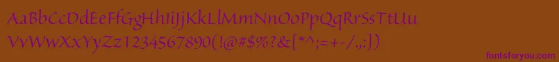 SanvitoproDisp-Schriftart – Violette Schriften auf braunem Hintergrund