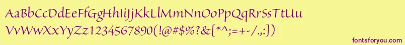 SanvitoproDisp-Schriftart – Violette Schriften auf gelbem Hintergrund