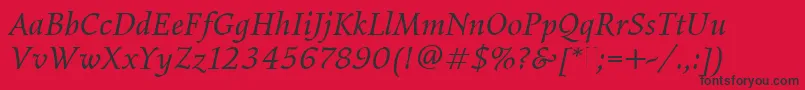 ElysiumBookItalicPlain Font – Black Fonts on Red Background