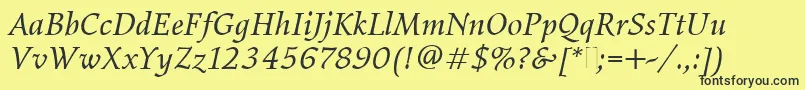 ElysiumBookItalicPlain Font – Black Fonts on Yellow Background