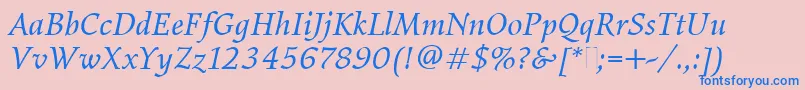 ElysiumBookItalicPlain Font – Blue Fonts on Pink Background