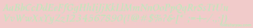 ElysiumBookItalicPlain Font – Green Fonts on Pink Background