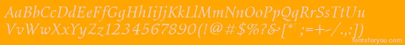 ElysiumBookItalicPlain Font – Pink Fonts on Orange Background