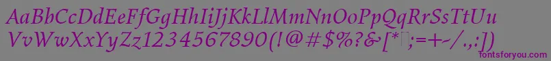 ElysiumBookItalicPlain Font – Purple Fonts on Gray Background