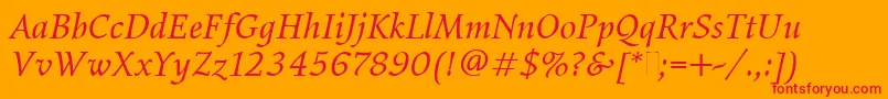 ElysiumBookItalicPlain Font – Red Fonts on Orange Background