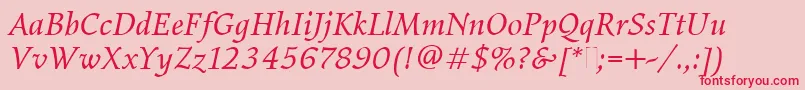 ElysiumBookItalicPlain Font – Red Fonts on Pink Background