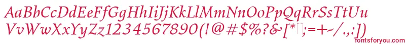 ElysiumBookItalicPlain Font – Red Fonts on White Background