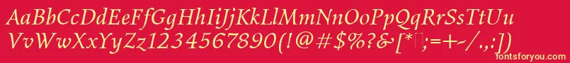 ElysiumBookItalicPlain Font – Yellow Fonts on Red Background