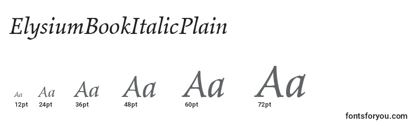 ElysiumBookItalicPlain Font Sizes