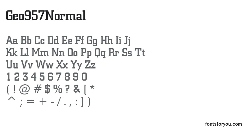 Czcionka Geo957Normal – alfabet, cyfry, specjalne znaki
