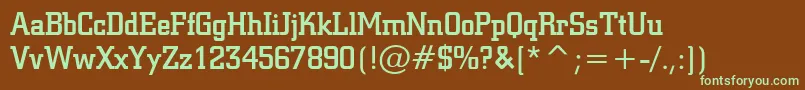 Czcionka Geo957Normal – zielone czcionki na brązowym tle