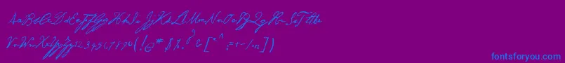 GeorgeGibson-Schriftart – Blaue Schriften auf violettem Hintergrund