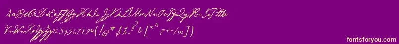 GeorgeGibson-Schriftart – Gelbe Schriften auf violettem Hintergrund