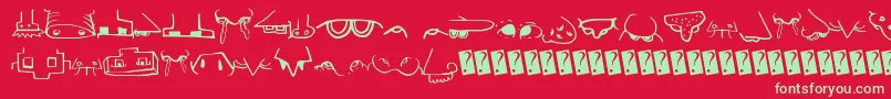 フォントCreaturebuildernose – 赤い背景に緑の文字